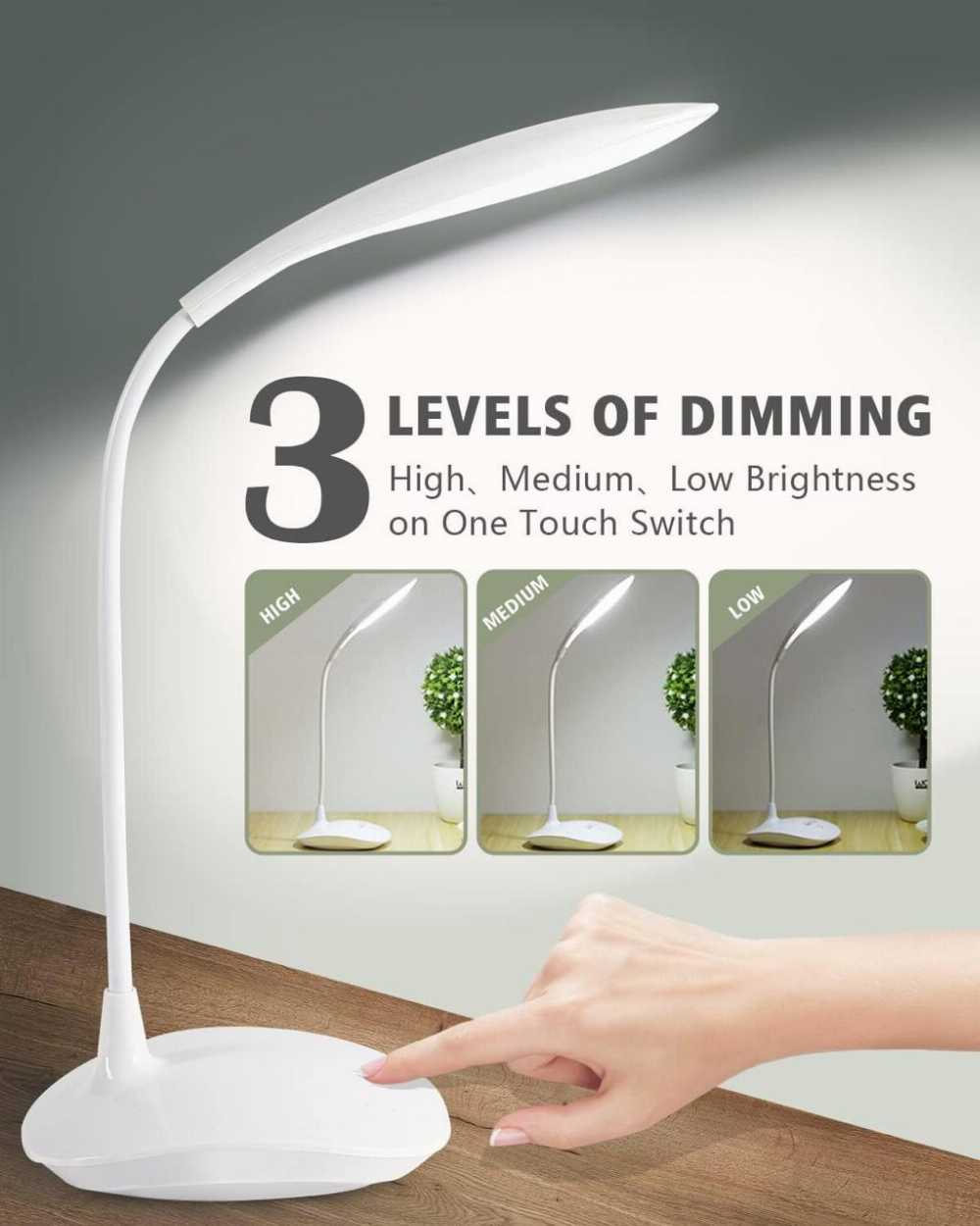 LED Desk Lamp with Touch Control – Eye Protection Study Table Light
